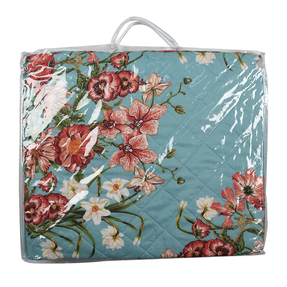 Bedsprei 240X260 Cm Blauw Roze Katoen Bloemen-image