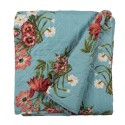 Clayre & Eef Bedspread 240x260 cm Blue Pink Cotton Polyester Rectangle Flowers