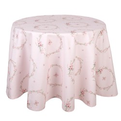 Clayre & Eef Tablecloth Ø 170 cm Pink Cotton Round Rabbit