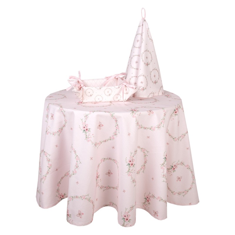 Clayre & Eef Nappe Ø 170 cm Rose Coton Rond Lapin