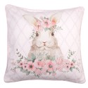 Clayre & Eef Kussenhoes  40x40 cm Roze Katoen Vierkant Konijn