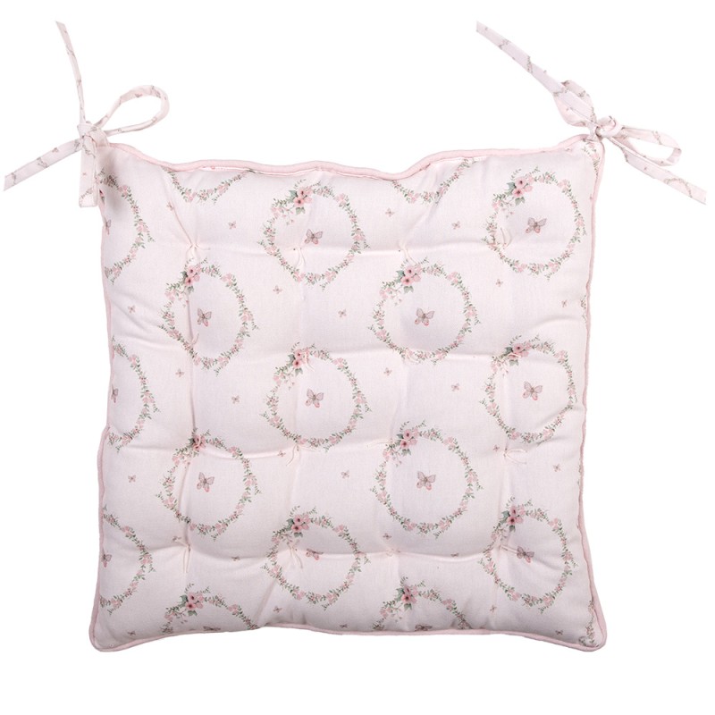 Clayre & Eef Chair Cushion Foam 40x40x4 cm Pink Cotton Square Rabbit