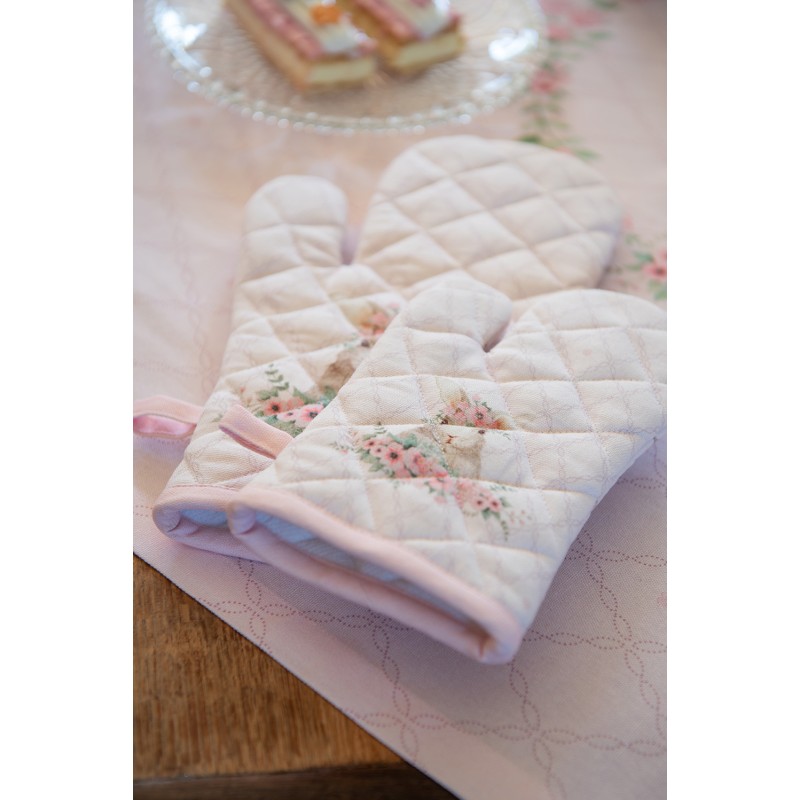 Clayre & Eef Placemats Set van 6  48x33 cm Roze Katoen Konijn