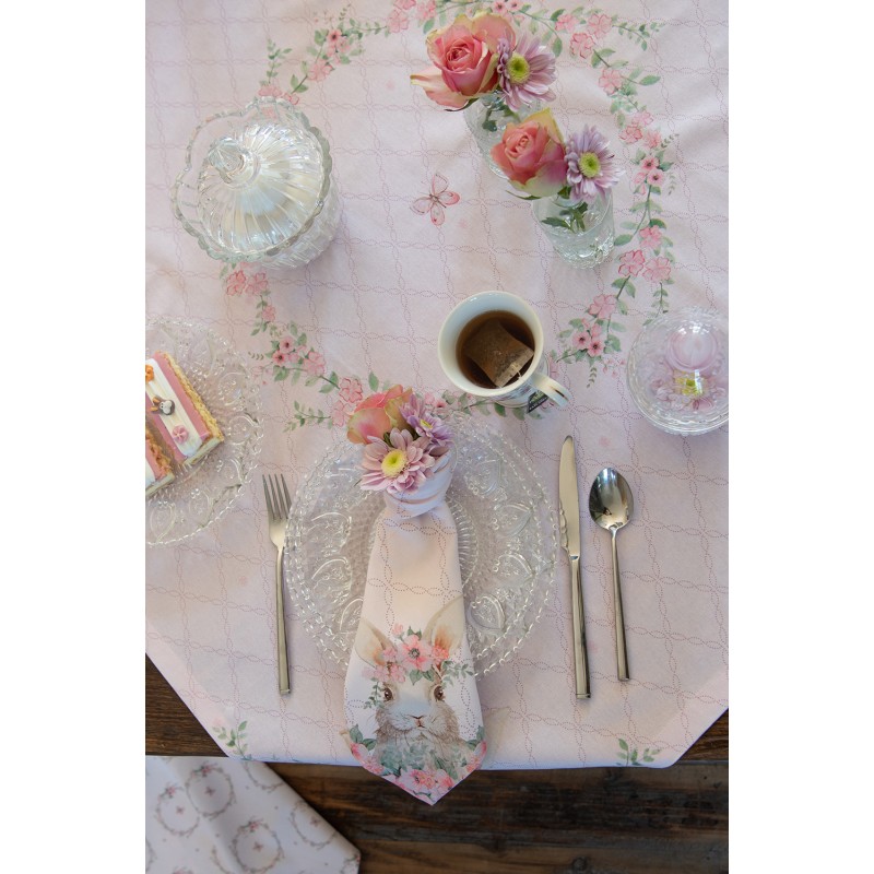 Clayre & Eef Asciugamani da cucina 50x70 cm Rosa Cotone Coniglio