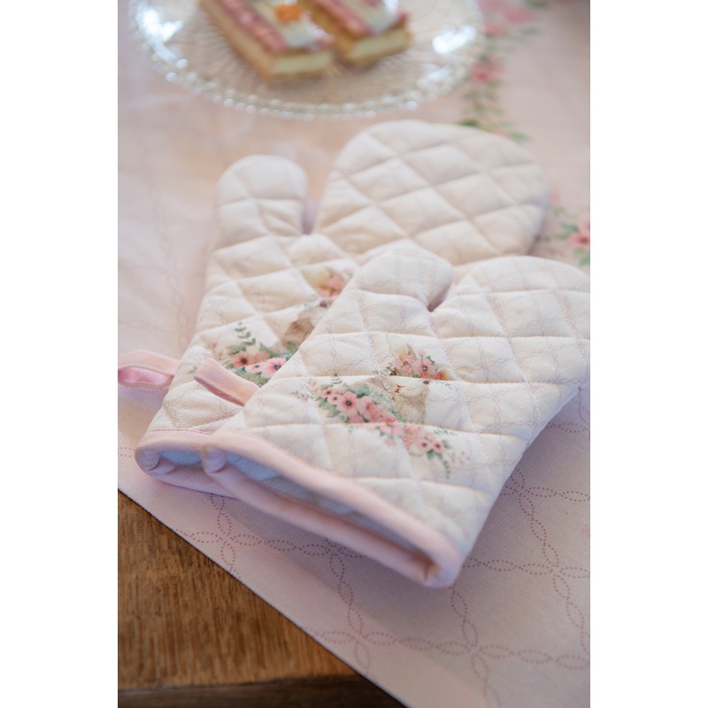 Clayre & Eef Tea Towel  50x70 cm Pink Cotton Rabbit