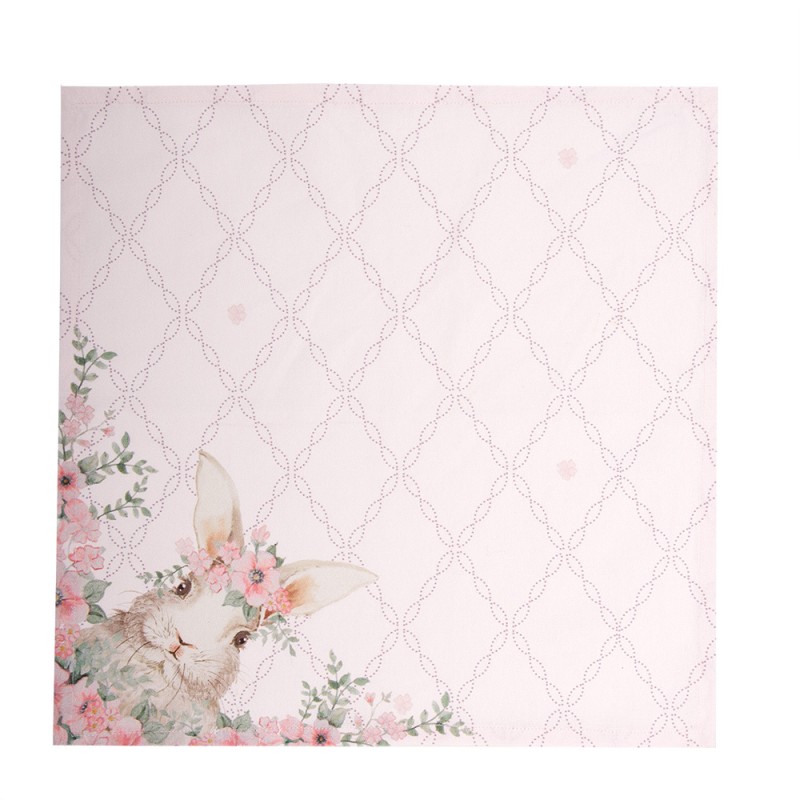 Clayre & Eef Napkins Cotton Set of 6 40x40 cm Pink Square Rabbit