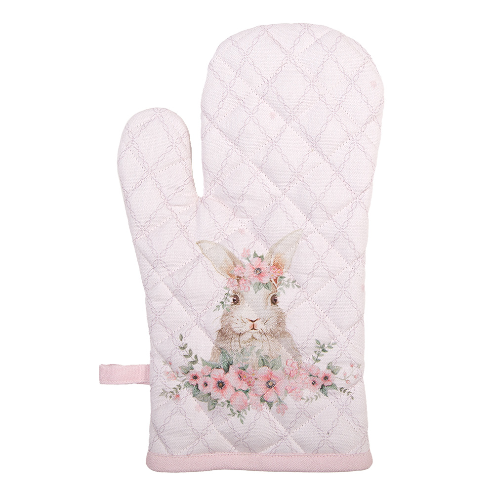Clayre&Eef Ovenwant 18x30 cm Roze Katoen Konijn afbeelding