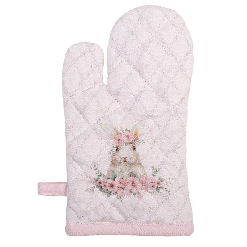 Clayre & Eef Kinderofenhandschuh 12x21 cm Rosa Baumwolle Kaninchen