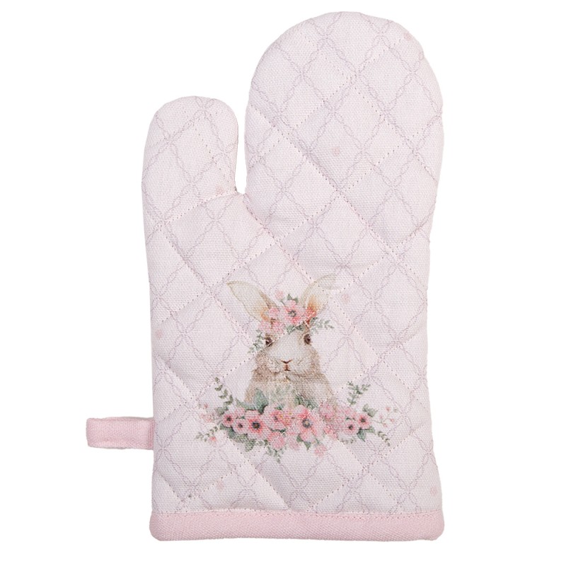 Clayre & Eef Kids' Oven Mitt 12x21 cm Pink Cotton Rabbit