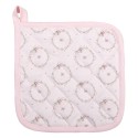 Clayre & Eef Topflappen 20x20 cm Rosa Baumwolle Quadrat Kaninchen