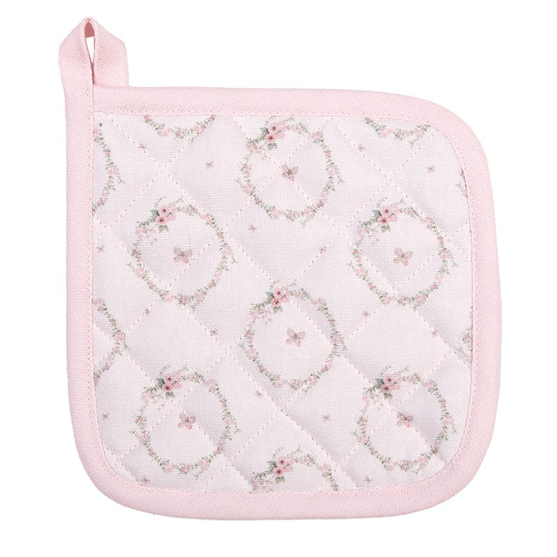 Clayre & Eef Kinder Topflappen 16x16 cm Rosa Baumwolle Quadrat Kaninchen