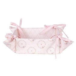 Clayre & Eef Bread Basket 35x35x8 cm Pink Cotton Square Rabbit
