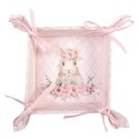 Clayre & Eef Bread Basket 35x35x8 cm Pink Cotton Square Rabbit