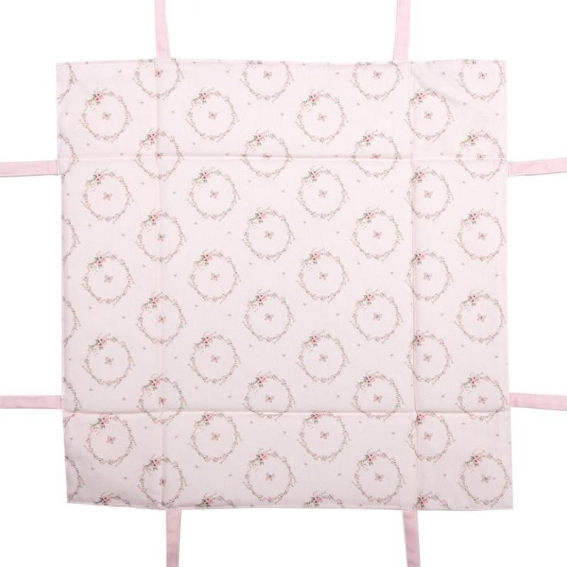 Clayre & Eef Bread Basket 35x35x8 cm Pink Cotton Square Rabbit