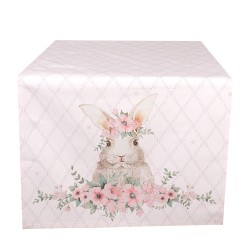 Clayre & Eef Table Runner 50x140 cm Pink Cotton Rabbit