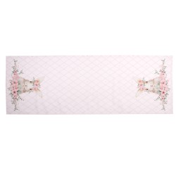 Clayre & Eef Table Runner 50x140 cm Pink Cotton Rabbit