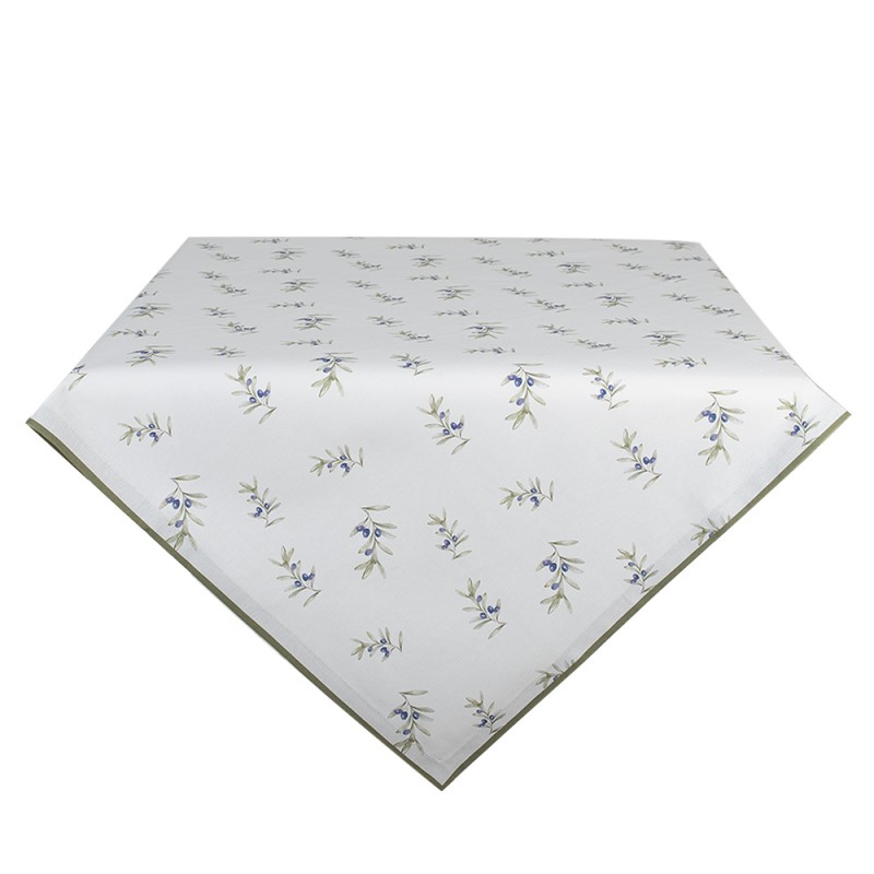Clayre & Eef Nappe 100x100 cm Blanc Coton Olives