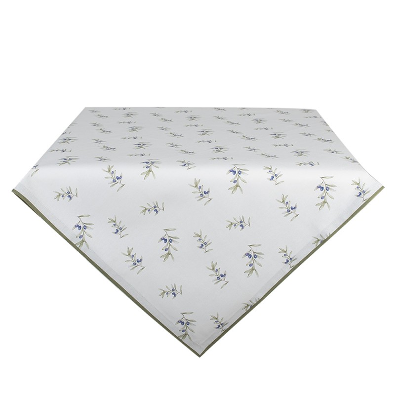 Clayre & Eef Tablecloth 100x100 cm White Cotton Olives