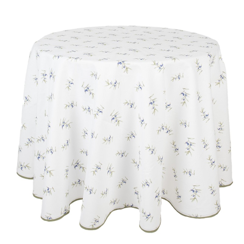 Clayre & Eef Nappe Ø 170 cm Blanc Coton Rond Olives