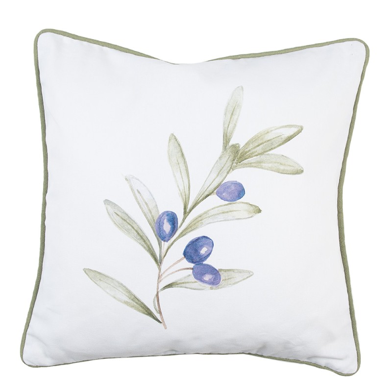 Clayre & Eef Housse de coussin 40x40 cm Blanc Coton Olives