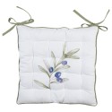 Clayre & Eef Cuscino per sedia in gommapiuma 40x40x4 cm Bianco Cotone Olive