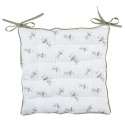 Clayre & Eef Cuscino per sedia in gommapiuma 40x40x4 cm Bianco Cotone Olive