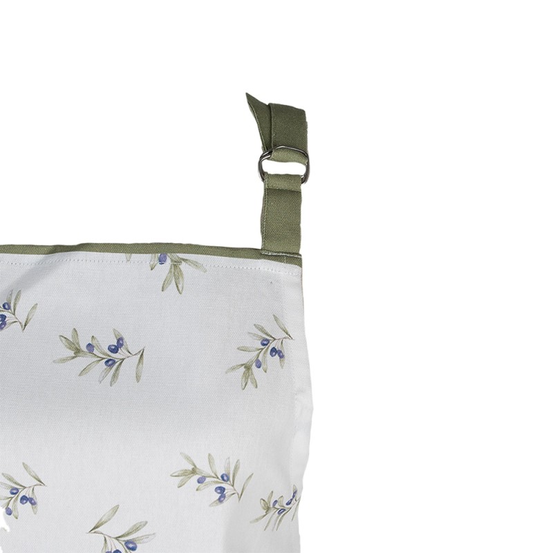 Clayre & Eef Kitchen Apron 70x85 cm White Cotton Olives