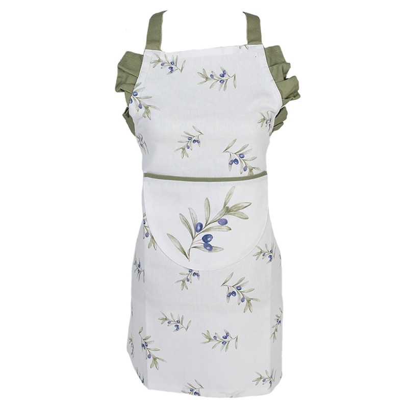 Clayre & Eef Kids' Kitchen Apron 48x56 cm White Cotton Olives