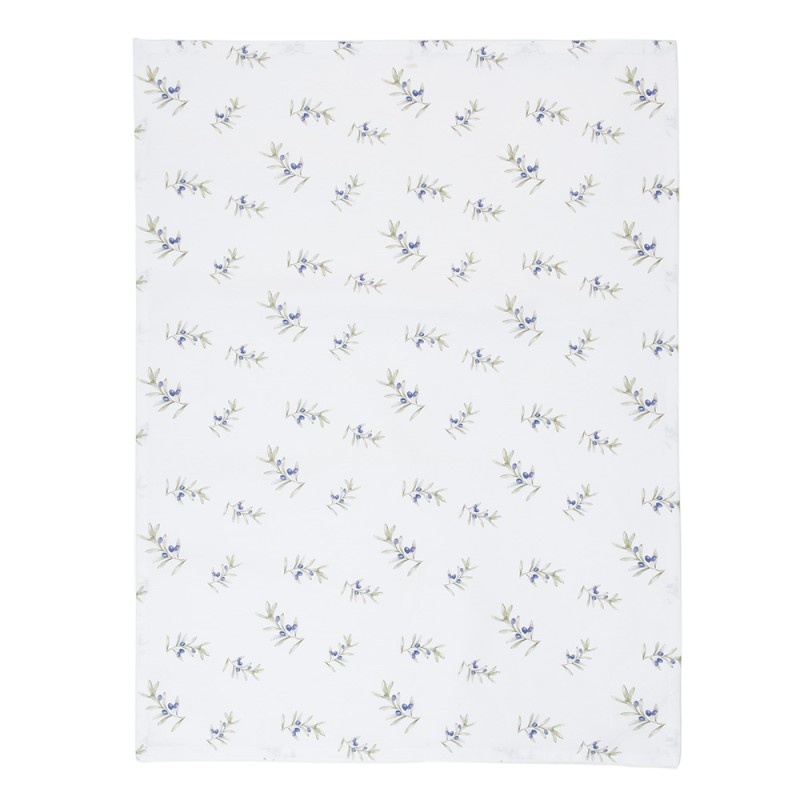 Clayre & Eef Tea Towel  50x70 cm White Cotton Olives