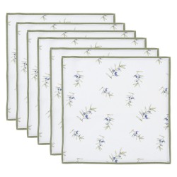 Clayre & Eef Napkins Cotton Set of 6 40x40 cm White Square Olives
