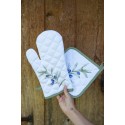 Clayre & Eef Oven Mitt 18x30 cm White Cotton Olives