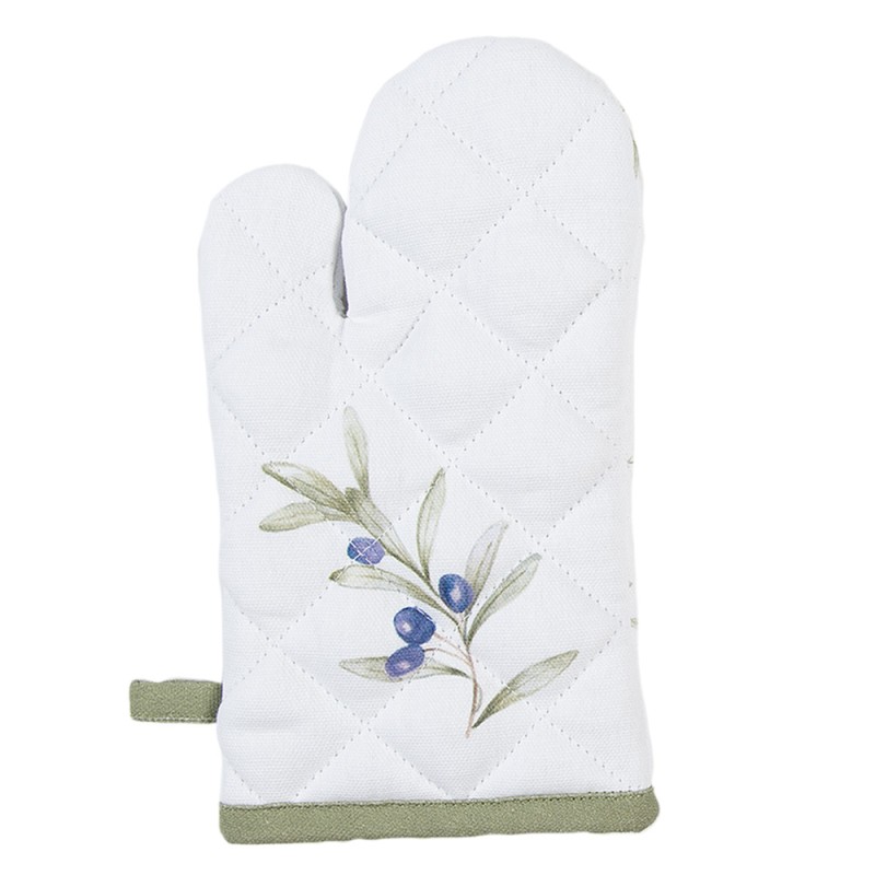 Clayre & Eef Guanto da forno bambino 12x21 cm Bianco Cotone Olive