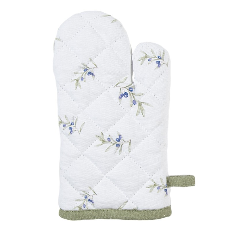 Clayre & Eef Kids' Oven Mitt 12x21 cm White Cotton Olives