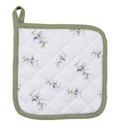 Clayre & Eef Pot Holder 20x20 cm White Cotton Olives