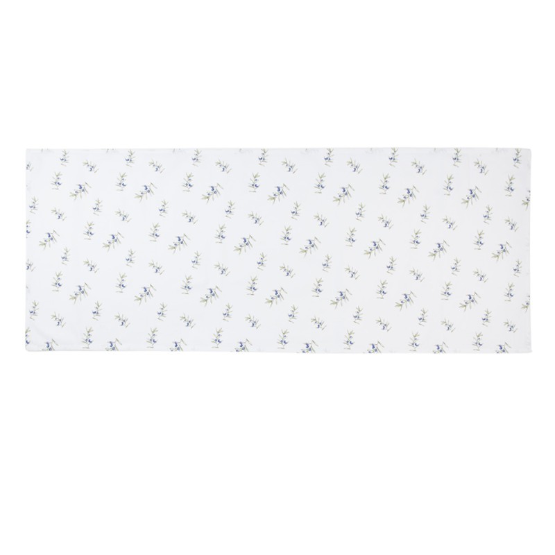 Clayre & Eef Table Runner 50x140 cm White Cotton Olives