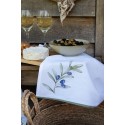 Clayre & Eef Tovaglia da tavolo 50x160 cm Bianco Cotone Olive