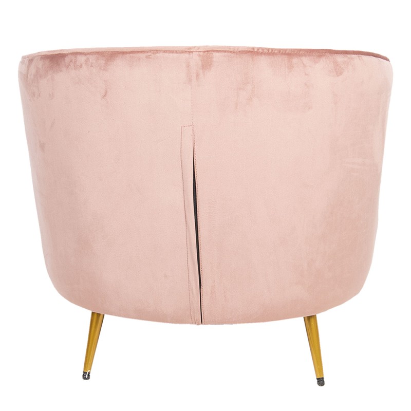 Clayre & Eef Armchair with Armrest 74x81x71 cm Pink Metal Textile Round