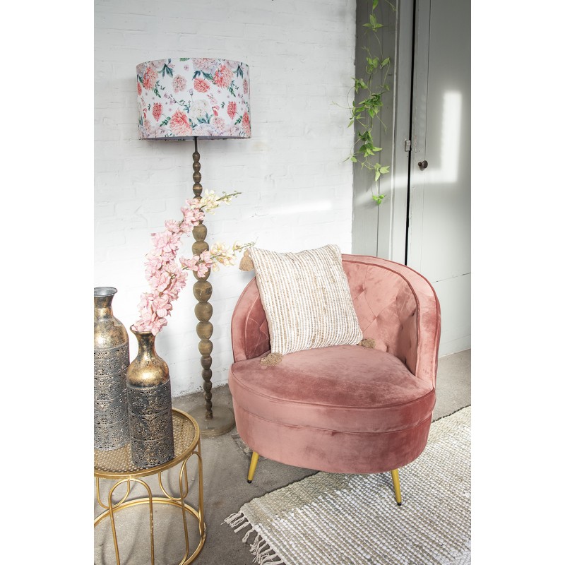 Clayre & Eef Armchair with Armrest 74x81x71 cm Pink Metal Textile Round