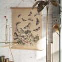Clayre & Eef Tapisserie murale 80x100 cm Beige Bois Textile Rectangle Papillons