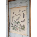 Clayre & Eef Tapisserie murale 80x100 cm Beige Bois Textile Rectangle Papillons