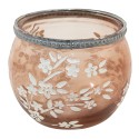 Clayre & Eef Tealight Holder Ø 10x8 cm Brown White Glass Metal Round Flowers