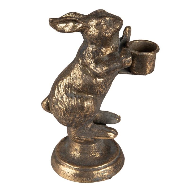 Clayre & Eef Candle holder Rabbit 12x10x30 cm Gold colored Iron