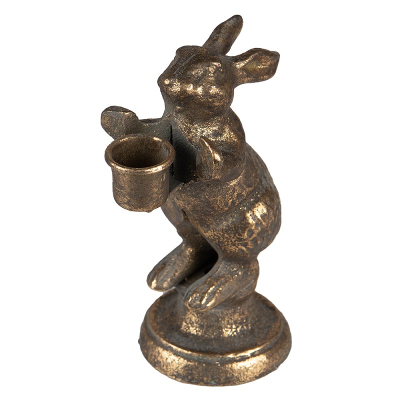 Clayre & Eef Candle holder Rabbit 12x10x30 cm Gold colored Iron