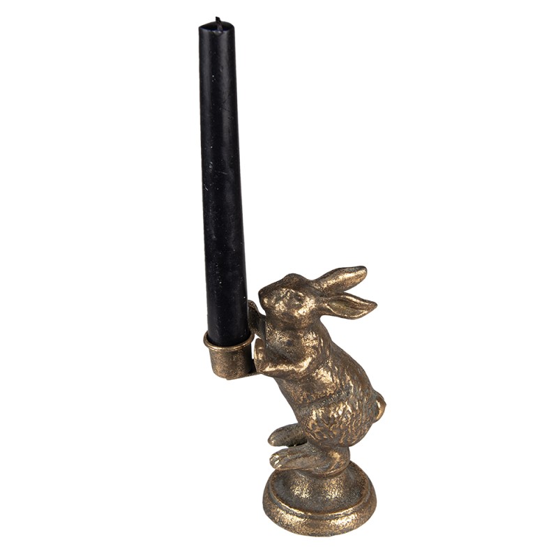 Clayre & Eef Candle holder Rabbit 12x10x30 cm Gold colored Iron