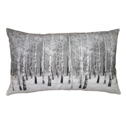 Clayre & Eef Cushion Cover 30x50 cm Grey Polyester Rectangle Tree