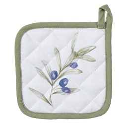Clayre & Eef Kids' Pot Holder 16x16 cm White Cotton Olives