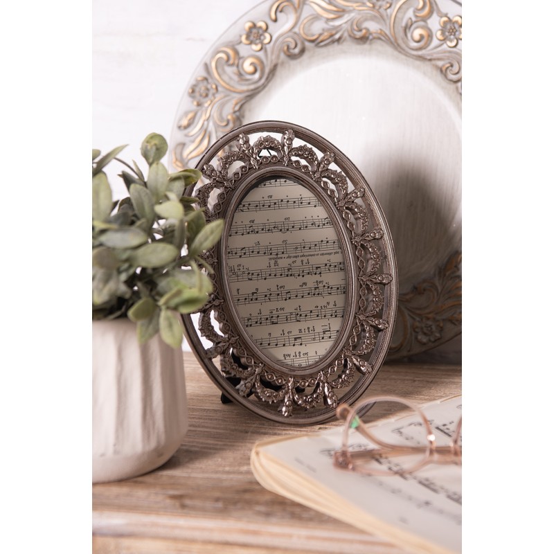 Clayre & Eef Photo Frame 10x15 cm Silver colored Plastic Oval