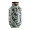 Clayre & Eef Vase Ø 17x31 cm Blue Green Ceramic Round Flowers