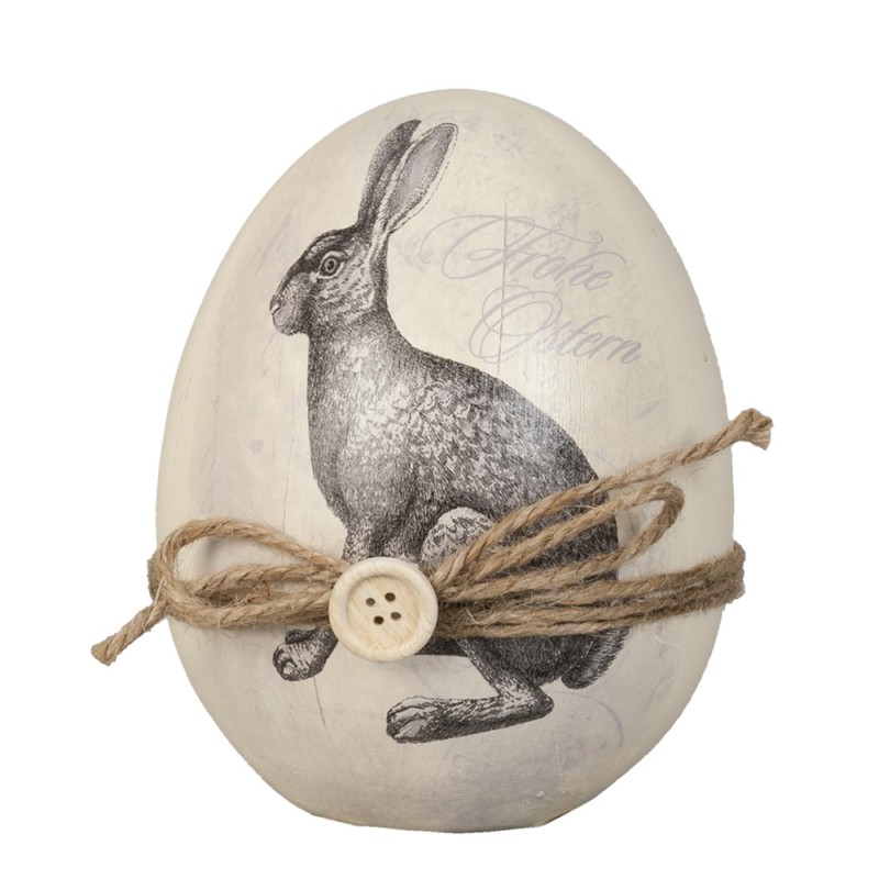 Clayre & Eef Figur Kaninchen Ø 12x14 cm Beige Grau Polyresin Oval Kaninchen