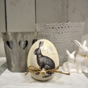 Clayre & Eef Figur Kaninchen Ø 12x14 cm Beige Grau Polyresin Oval Kaninchen